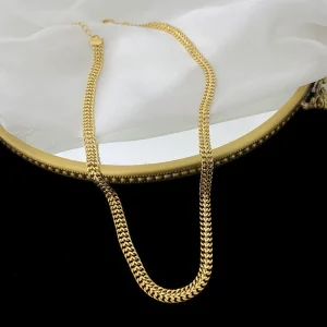test_304 Stainless Steel 18K Gold Plated Hip-Hop Simple Style Plating Solid Color Bracelets Necklace