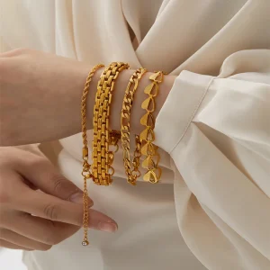 test_Simple Style Classic Style Round Square Stainless Steel Bracelets In Bulk