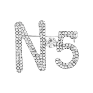 test_Elegant Number Alloy Plating Inlay Rhinestones Women's Brooches