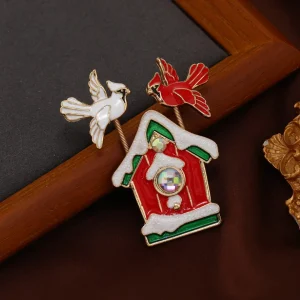 test_Fashionable Christmas Series Enamel Lapel Pin Winter Coat Accessory Deer Design Alloy Brooch Pin Unisex Holiday Fashion
