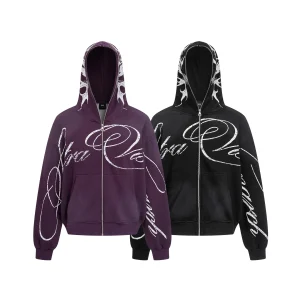 test_JiYi Deer Guest Men's Hooded Jacket Graffiti Zipper Casual Loose American Retro Style Spring Autumn Comfortable Cotton Blend