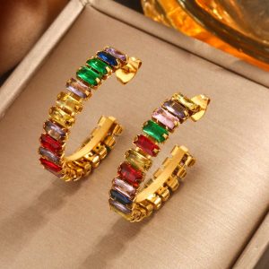 test_1 Pair Glam Luxurious Romantic Geometric Plating Inlay 304 Stainless Steel Artificial Rhinestones 18K Gold Plated Ear Studs