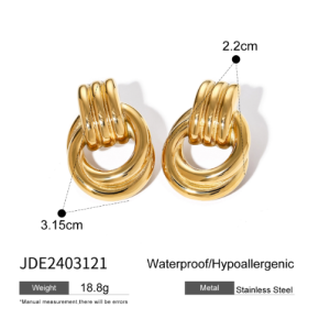 test_1 Pair IG Style Geometric Solid Color Plating 316 Stainless Steel  18K Gold Plated Drop Earrings