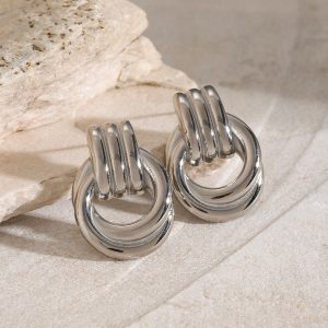 test_1 Pair IG Style Geometric Solid Color Plating 316 Stainless Steel  18K Gold Plated Drop Earrings