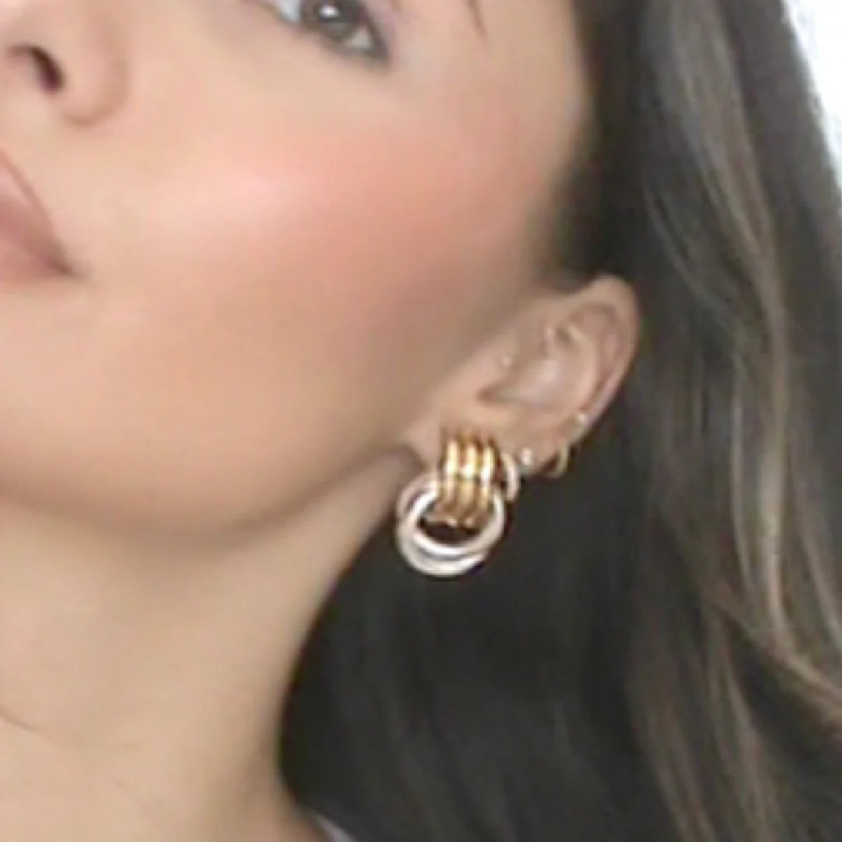 test_1 Pair IG Style Geometric Solid Color Plating 316 Stainless Steel 18K Gold Plated Drop Earrings