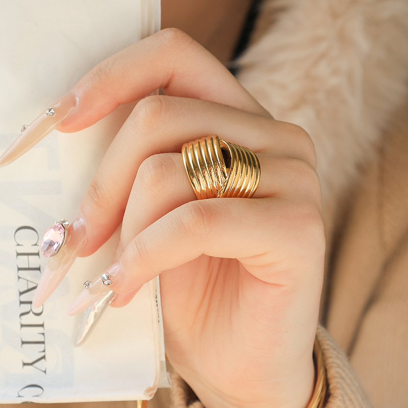 test_Wholesale Jewelry Elegant Romantic Commute Lines Butterfly 304 Stainless Steel Pearl Shell 14K Gold Plated Inlay Open Rings