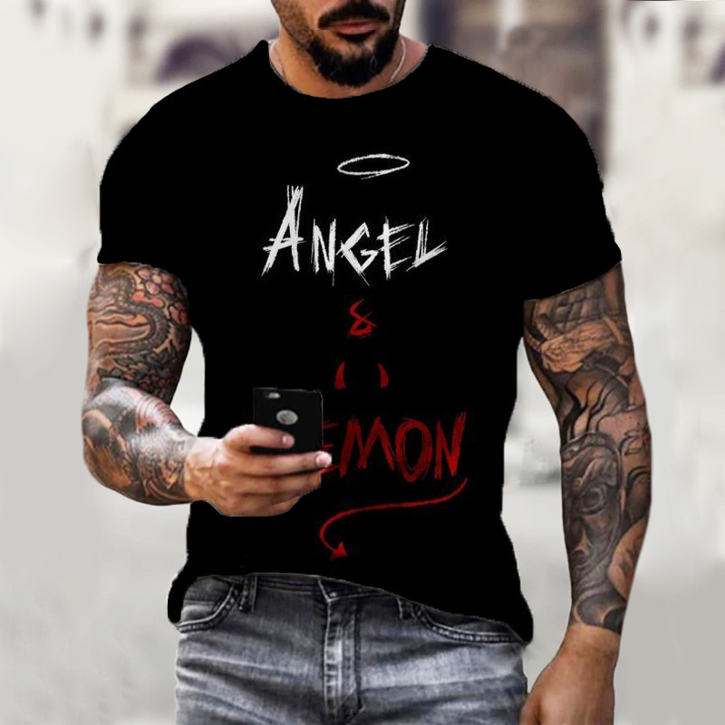 test_Men’s T-shirt Short Sleeve Sports Smiley Face