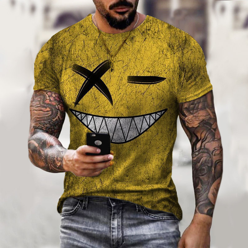 test_Men’s T-shirt Short Sleeve Sports Smiley Face