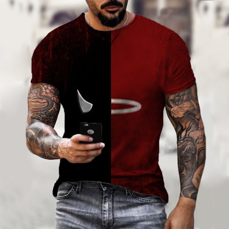 test_Men’s T-shirt Short Sleeve Sports Smiley Face