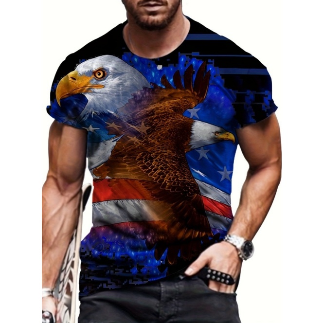 test_Men’s T-shirt Short Sleeve Basic National Flag Letter Gradient Color