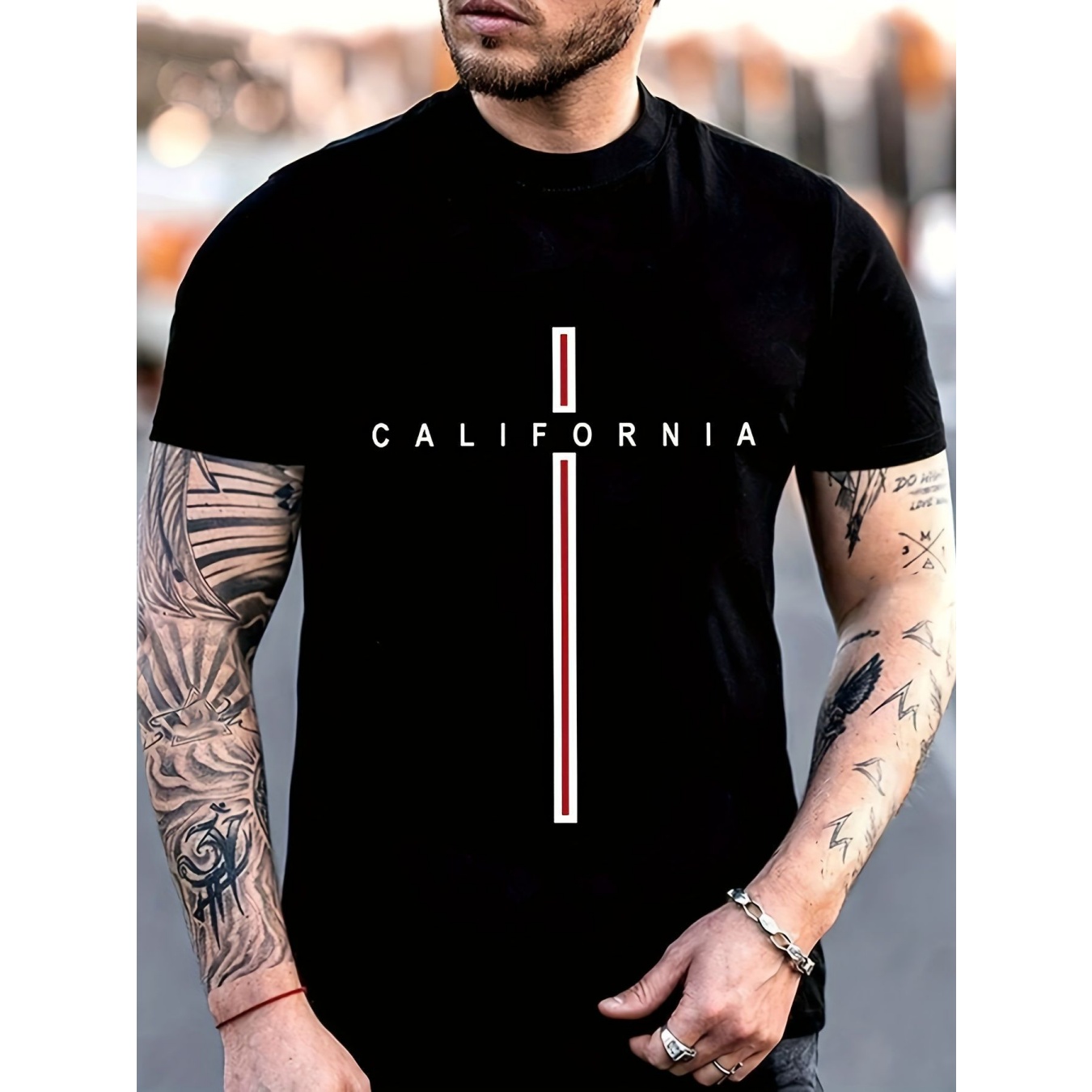 test_Men’s T-shirt Short Sleeve Basic National Flag Letter Gradient Color