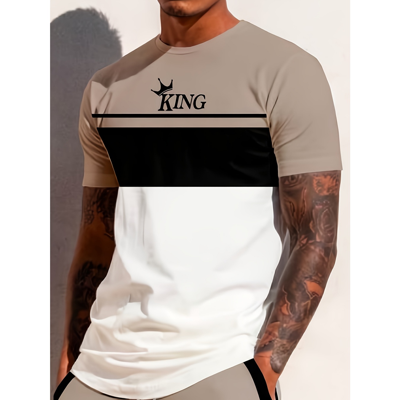 test_Men’s T-shirt Short Sleeve Basic National Flag Letter Gradient Color