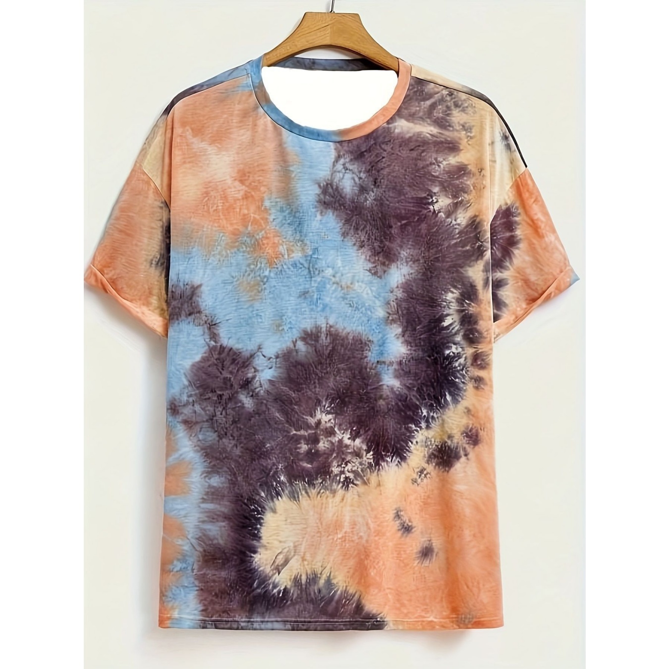 test_Men’s T-shirt Short Sleeve Basic National Flag Letter Gradient Color