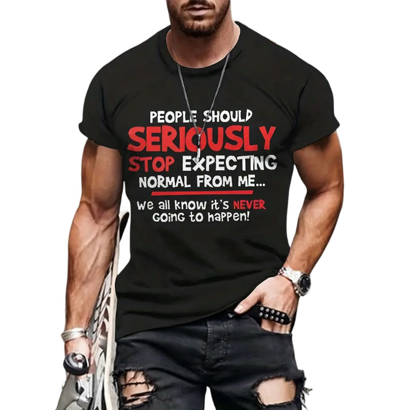 test_Men’s Letter Casual Simple Style Round Neck Short Sleeve Loose Men’s T-shirt