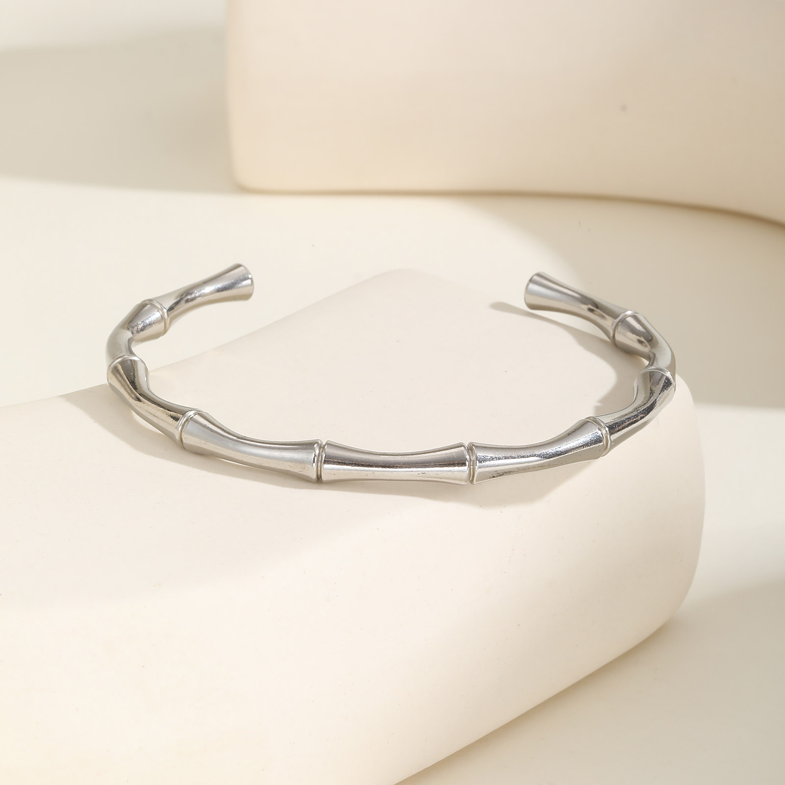 test_Vintage Style Simple Style Bamboo Joint 201 Stainless Steel Women’s Bangle