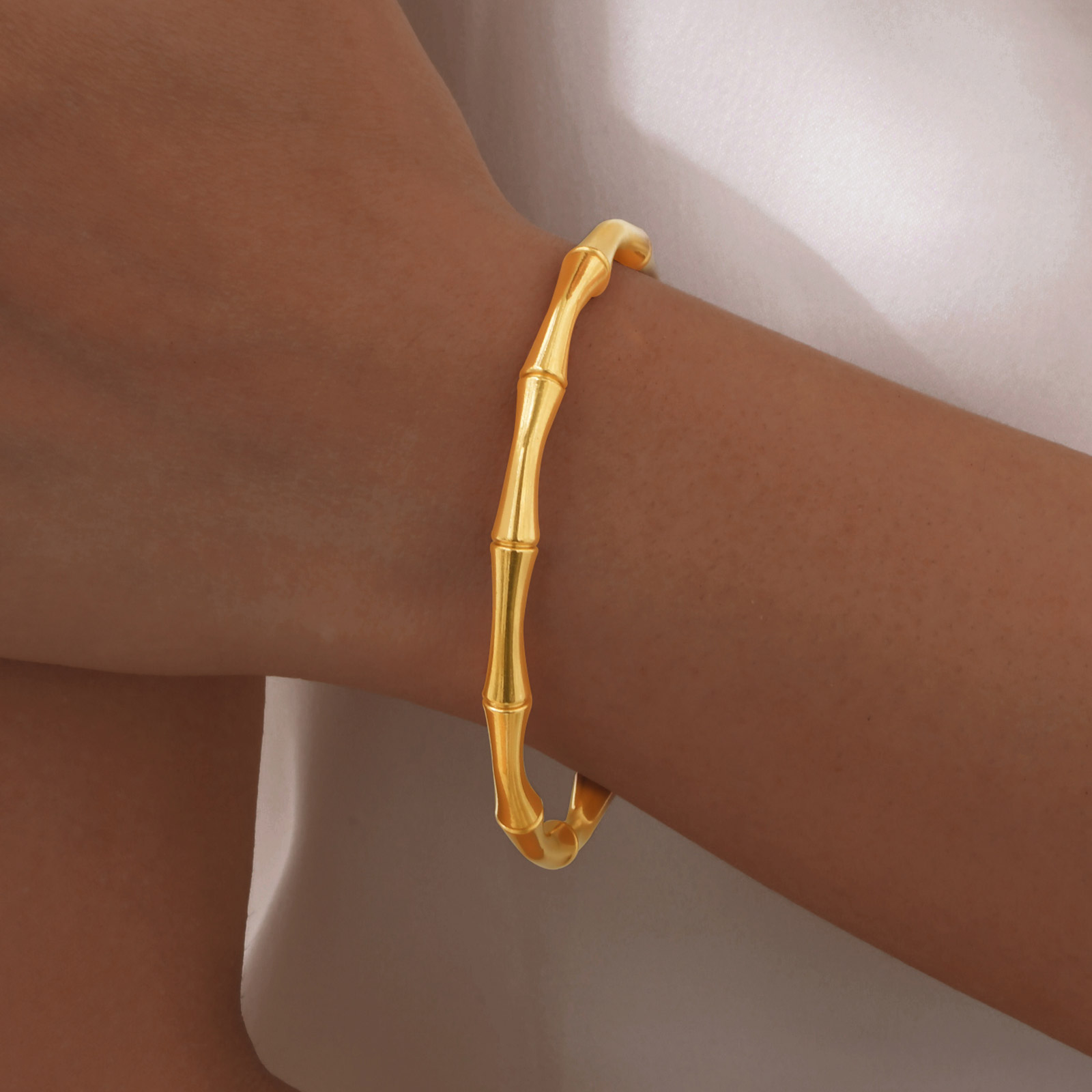 test_Vintage Style Simple Style Bamboo Joint 201 Stainless Steel Women’s Bangle