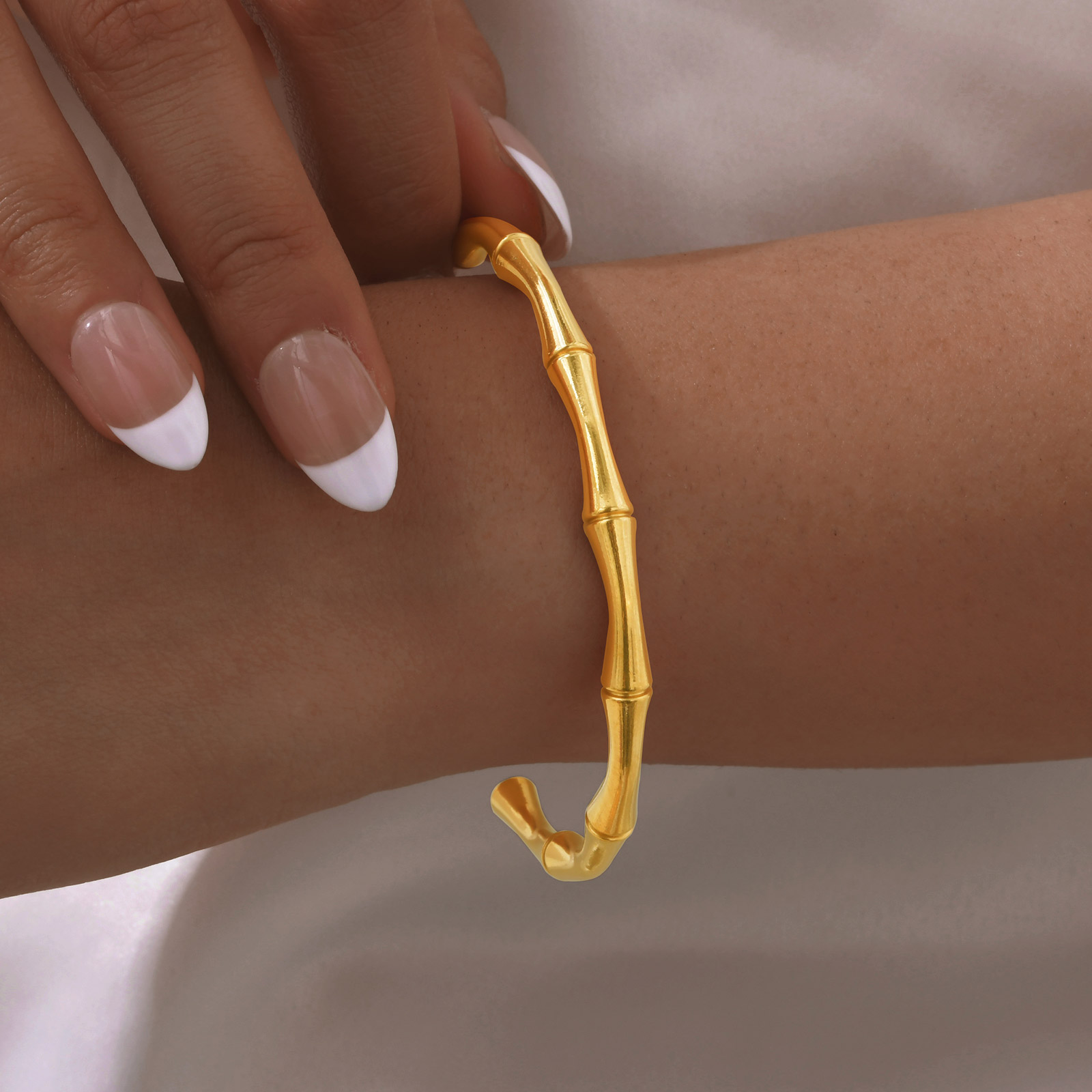 test_Vintage Style Simple Style Bamboo Joint 201 Stainless Steel Women’s Bangle