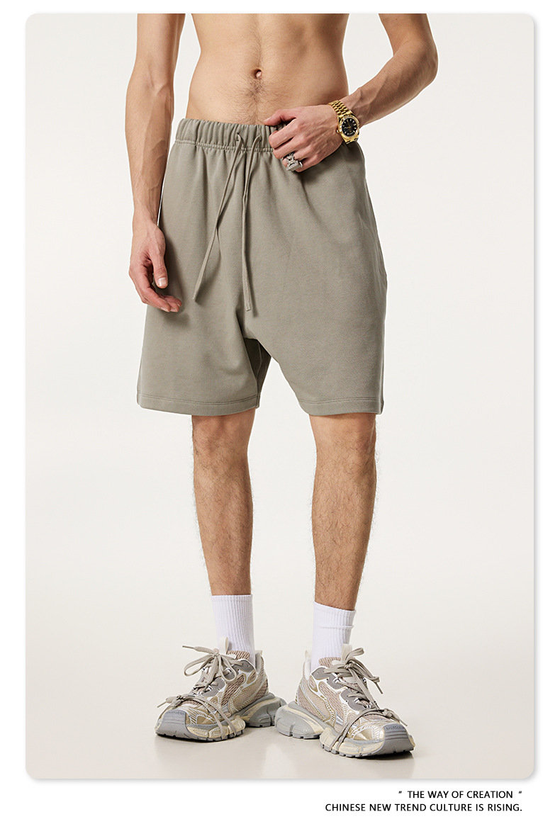 test_BE Men’s |  Summer Heavy Solid Color Casual Sports Shorts Zipper Pocket Fitness Running Pants Men