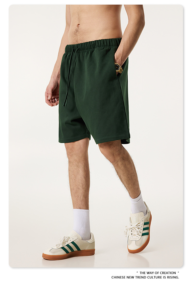 test_BE Men’s |  Summer Heavy Solid Color Casual Sports Shorts Zipper Pocket Fitness Running Pants Men