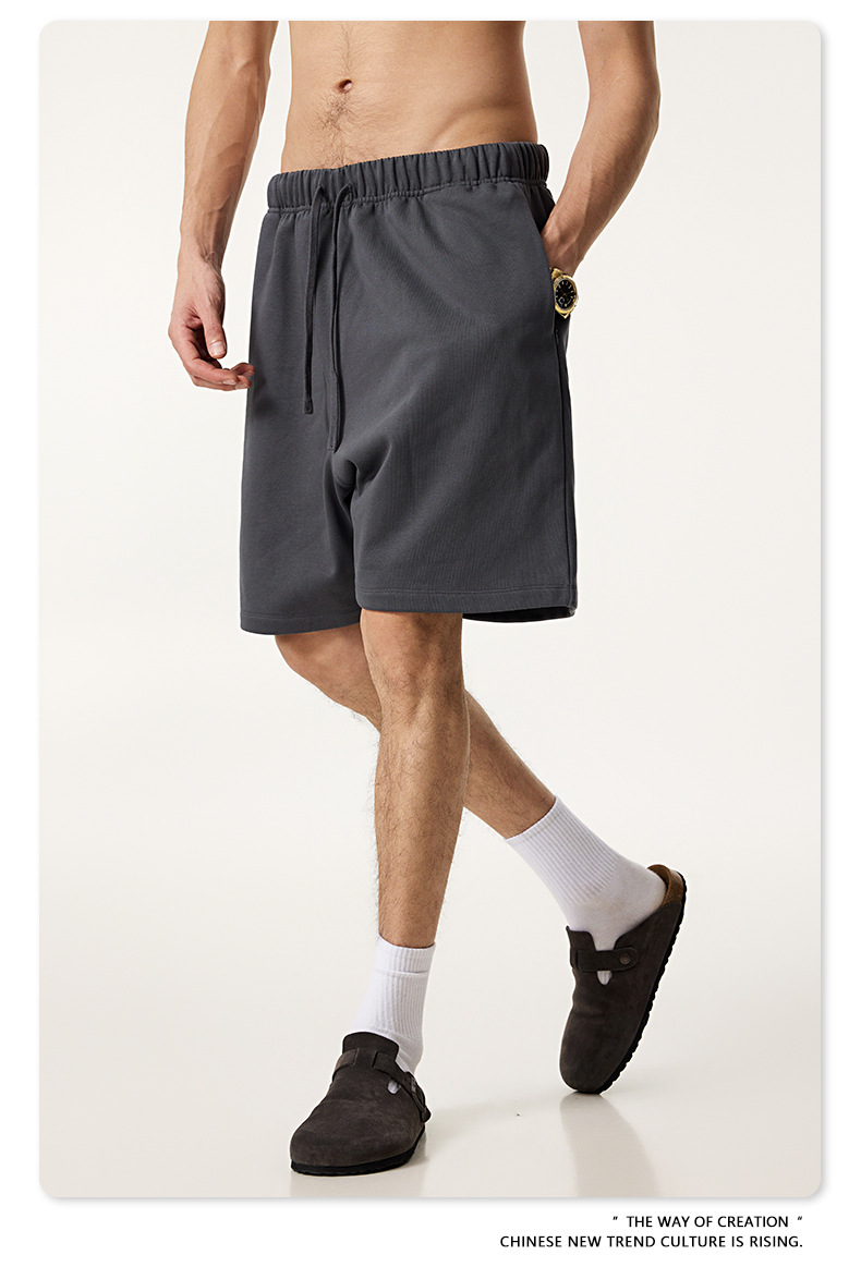 test_BE Men’s |  Summer Heavy Solid Color Casual Sports Shorts Zipper Pocket Fitness Running Pants Men