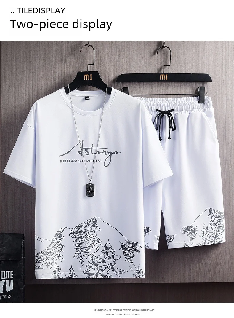 test_New Quick-Drying Ice Silk Gradient Suit Men’s Short-Sleeved T-shirt Summer Casual Shorts Sports Two-Piece Set Handsome Menswear