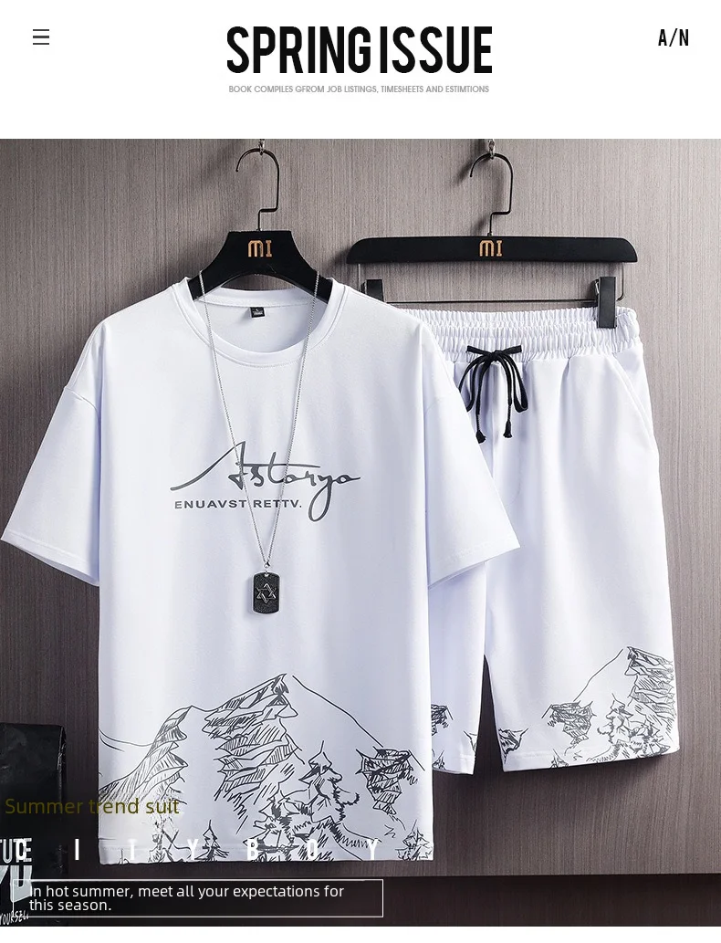 test_New Quick-Drying Ice Silk Gradient Suit Men’s Short-Sleeved T-shirt Summer Casual Shorts Sports Two-Piece Set Handsome Menswear