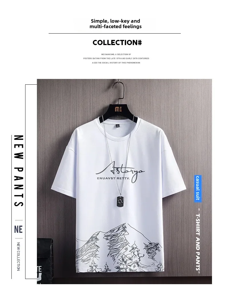 test_New Quick-Drying Ice Silk Gradient Suit Men’s Short-Sleeved T-shirt Summer Casual Shorts Sports Two-Piece Set Handsome Menswear