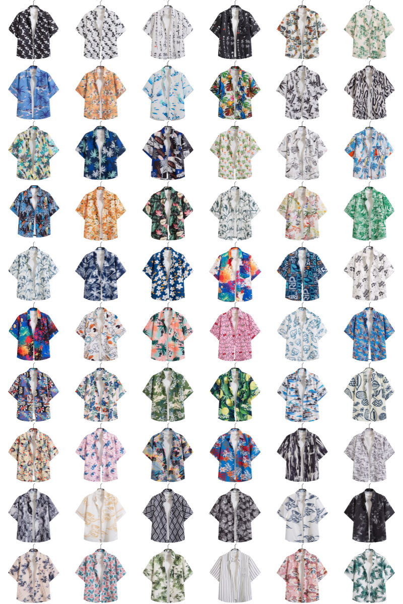 test_Ditsy Floral Hawaiian Short Sleeve Blouse In Polyester Fabric Featuring Printing Technique