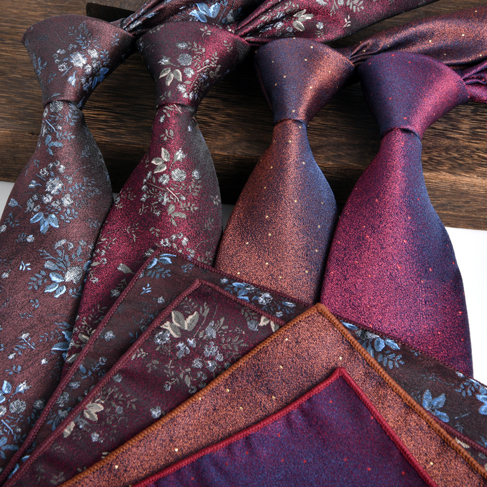 test_Unisex Business Tie With Flowers Pattern In Polyester, Suitable For Summer