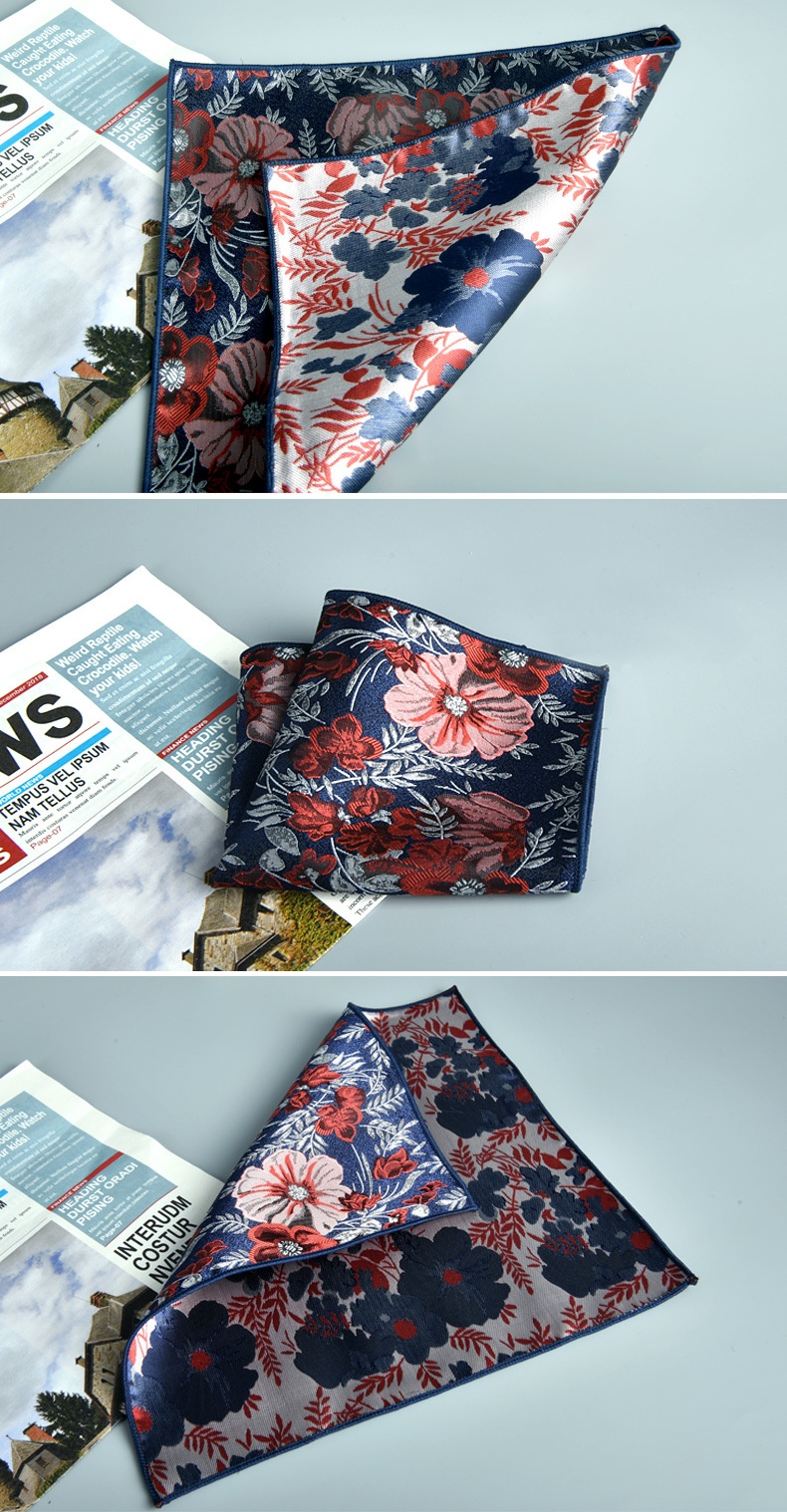 test_Men’s Business Flowers Polyester Pocket Square In Jacquard Craft For Spring Season