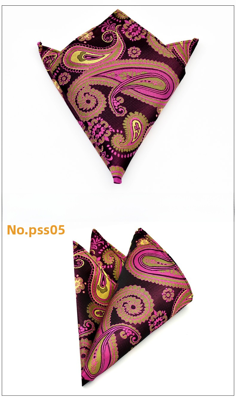 test_Men’s Business Cashew Nuts Polyester Pocket Square Featuring Jacquard Craftsmanship, One Size For Summer