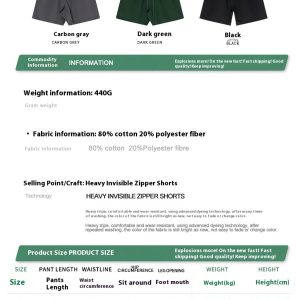 test_BE Men’s |  Summer Heavy Solid Color Casual Sports Shorts Zipper Pocket Fitness Running Pants Men