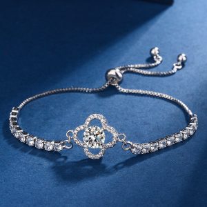 test_Copper Inlay Round Square Heart Shape Imitation Moissanite Bracelets