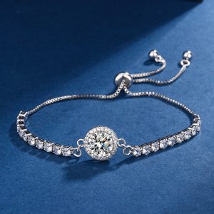 test_Copper Inlay Round Square Heart Shape Imitation Moissanite Bracelets