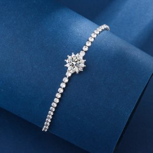 test_Copper Inlay Round Square Heart Shape Imitation Moissanite Bracelets