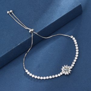 test_Copper Inlay Round Square Heart Shape Imitation Moissanite Bracelets