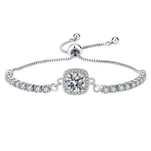 test_Copper Inlay Round Square Heart Shape Imitation Moissanite Bracelets