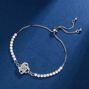 test_Copper Inlay Round Square Heart Shape Imitation Moissanite Bracelets