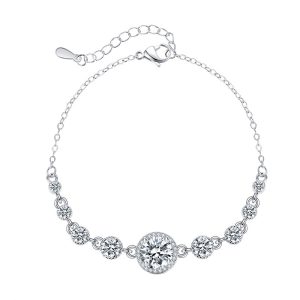 test_Copper Inlay Round Square Heart Shape Imitation Moissanite Bracelets