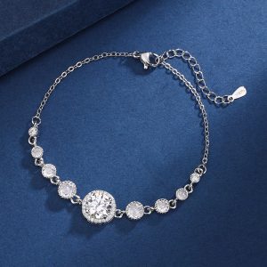 test_Copper Inlay Round Square Heart Shape Imitation Moissanite Bracelets