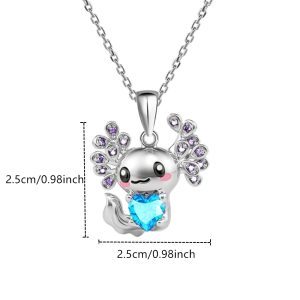 test_Cute Cartoon Heart Shape Alloy Plating Inlay Zircon Women’s Pendant Necklace