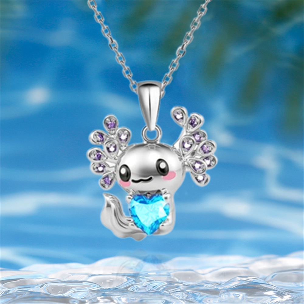 test_Cute Cartoon Heart Shape Alloy Plating Inlay Zircon Women’s Pendant Necklace