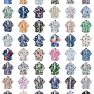 test_Ditsy Floral Hawaiian Short Sleeve Blouse In Polyester Fabric Featuring Printing Technique