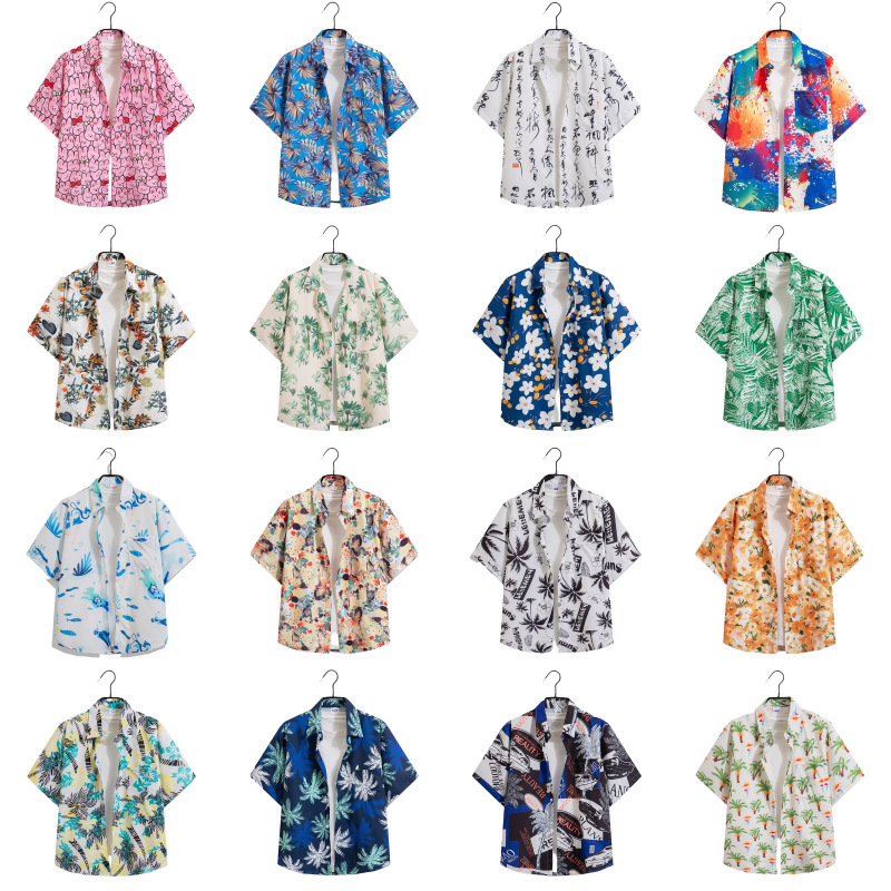 test_Ditsy Floral Vacation Short Sleeve Blouse In Polyester With Printing, Men’s Shirt