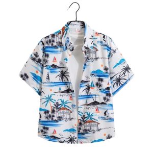 test_Ditsy Floral Vacation Short Sleeve Blouse In Polyester With Printing, Men’s Shirt