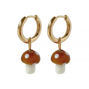 test_Fashion Cute Mushroom Pendant Soft  Titanium Steel Earrings