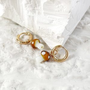 test_Fashion Cute Mushroom Pendant Soft  Titanium Steel Earrings