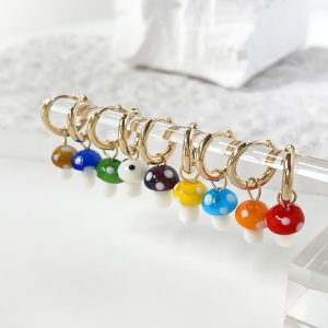 test_Fashion Cute Mushroom Pendant Soft  Titanium Steel Earrings