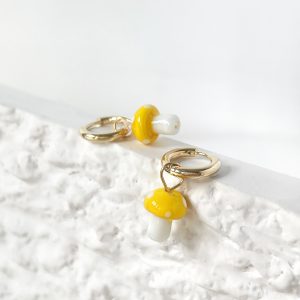 test_Fashion Cute Mushroom Pendant Soft  Titanium Steel Earrings