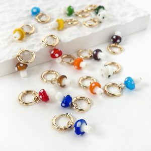 test_Fashion Cute Mushroom Pendant Soft Titanium Steel Earrings